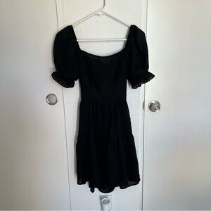 SHEIN Black Puff Sleeve Mini Dress With Bows